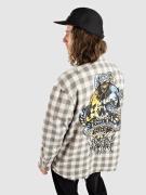 Broken Promises Corn Snake Spatter Distressed Flannel Paita harmaa