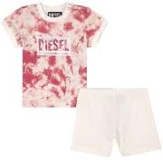 Diesel Logo Tie Dye T-shirt And Shorts Set Fuxia Fluo 3 Months