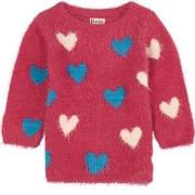 Hatley Lovey Hearts Fuzzy Sweater Pink 4 Years
