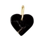 Design Letters Stone Heart Charm - Black/Gold One Size