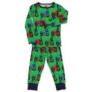 Småfolk Printed Pajamas With Tractors Green 1-2 Years