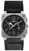 Bell & Ross Miesten kello BR0394-BL-SI-SCA BR 03-94 Musta/Nahka