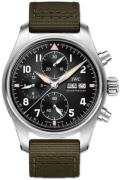 IWC Miesten kello IW387901 Pilots Spitfire Musta/Nahka Ø41 mm