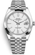 Rolex Miesten kello 126300-0006 Datejust 41 Valkoinen/Teräs Ø41 mm