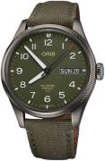 Oris Aviation Miesten kello 01 752 7760 4287-Set Vihreä/Nahka Ø44 mm