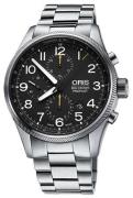 Oris Miesten kello 01 774 7699 4134-07 8 22 19 Aviation Musta/Teräs