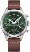 Swiss Military Miesten kello SM34076.07 Chrono Vihreä/Nahka Ø43 mm