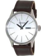 Nixon Miesten kello A1051113-00 The Sentry Leather Hopea/Nahka Ø42 mm