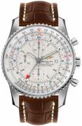 Breitling Miesten kello A24322121G1P1 Navitimer World Hopea/Nahka