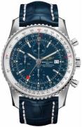 Breitling Miesten kello A24322121C1P1 Navitimer Gmt Sininen/Nahka