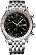 Breitling Miesten kello A24322121B2A1 Navitimer Gmt Musta/Teräs Ø46