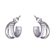 Dazzling Earring Col, Creols Two Lines, One Line W Crystals Silve