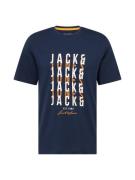 JACK & JONES Paita 'JJDELVIN'  laivastonsininen / oranssi / valkoinen