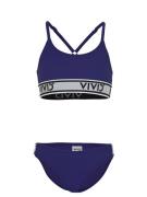 VIVID Bikini  tummansininen / vaaleanharmaa / musta