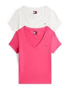Tommy Jeans Paita  vaalea pinkki / valkoinen