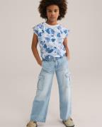 WE Fashion Paita  sininen / vaaleansininen / offwhite