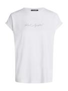 Karl Lagerfeld Paita ' KARL SIGNATURE T-SHIRT MIT STRASS '  valkoinen