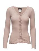 Rwbabette Ls V-Neck Regular Lace Ca Pink Rosemunde