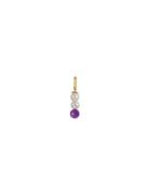 Pearl Stick Charm 4Mm Gold Plated Purple Design Letters
