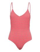 Seersucker Bea Swimsuit Red Becksöndergaard