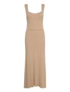 Long Midi Fine Knit Dress Beige IVY OAK