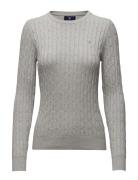 Stretch Cotton Cable C-Neck Grey GANT