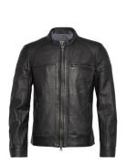 Costner Zipped Leather Jacket Black Jofama