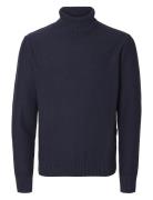 Slhaxel Ls Knit Roll Neck Noos Navy Selected Homme