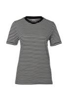 Slfmy Perfect Ss Tee Box Cut-Stri B Noos Black Selected Femme