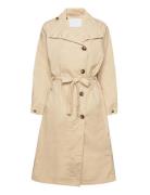 Poplin High Collar Coat Beige Cathrine Hammel