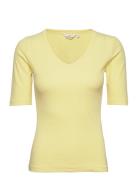 Ludmilla Ss Tee Gots Yellow Basic Apparel