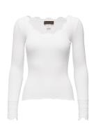 Rwbenita Ls O-Neck Lace T-Shirt White Rosemunde