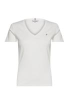 Slim Cody Rib V-Neck Ss White Tommy Hilfiger