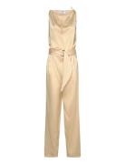 Belted Satin Jumpsuit Cream Filippa K