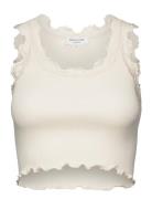 Silk Cropped Top W/ Lace White Rosemunde