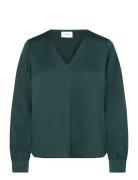 Viellette V-Neck L/S Top - Noos Green Vila