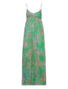 Open Back Printed Dress Green Mango