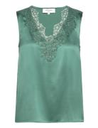 Silk Top W Lace Green Rosemunde