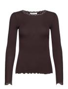 Organic T-Shirt W/ Lace1 Brown Rosemunde