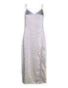 Side-Slit Satin Dress Silver Mango