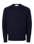 Slhrai Ls Knit Crew Neck Noos Navy Selected Homme