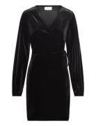 Vikatja L/S Short Velvet Wrap Dress/Ka Black Vila