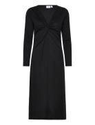 Vinayo Knot L/S Mid Calf Dress Black Vila