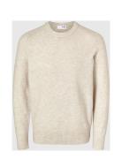 Slhrai Ls Knit Crew Neck W Cream Selected Homme