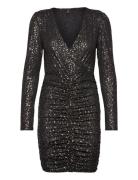 Onlnew Pella L/S Wrap Foil Dress Jrs Black ONLY