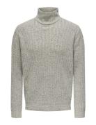 Onsmalaki Reg 7 High Neck Knit Grey ONLY & SONS