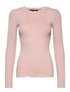 Organic T-Shirt W/ Lace Pink Rosemunde