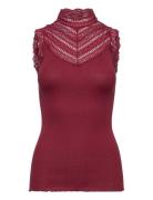 Rwbenita Sl Turtleneck Lace Top Red Rosemunde