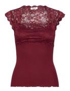 Silk Top W/ Lace Red Rosemunde