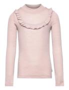 T-Shirt Wool Ruffle Ls Pink Wheat